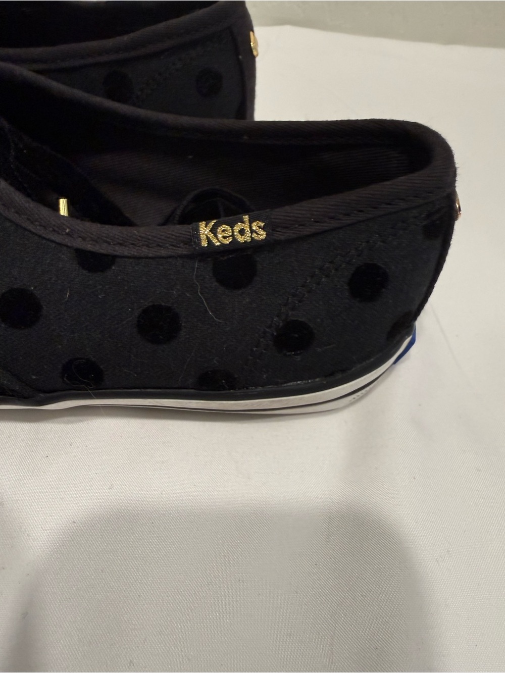KEDS x KATE SPADE Champion Flocked Polka Dot Sneakers Black Size 6 - Picture 6 of 9